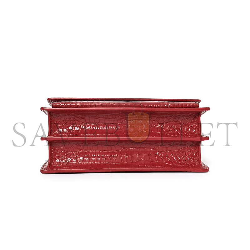 YSL SUNSET MEDIUM CHAIN BAG IN CROCODILE-EMBOSSED SHINY LEATHER 442906DND0N6805 (22*16*6.5cm)