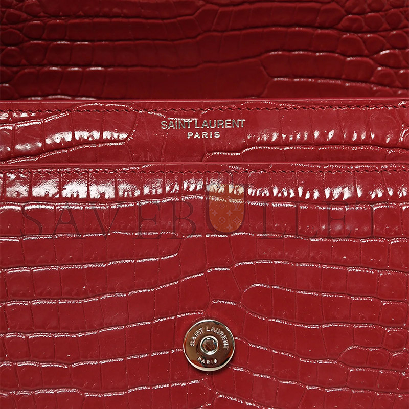 YSL SUNSET MEDIUM CHAIN BAG IN CROCODILE-EMBOSSED SHINY LEATHER 442906DND0N6805 (22*16*6.5cm)