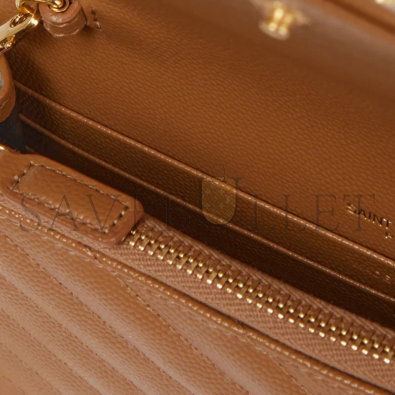 YSL CASSANDRE ENVELOPE CHAIN WALLET IN GRAIN DE POUDRE EMBOSSED LEATHER 393953589777 (19*12.5*3.5cm)