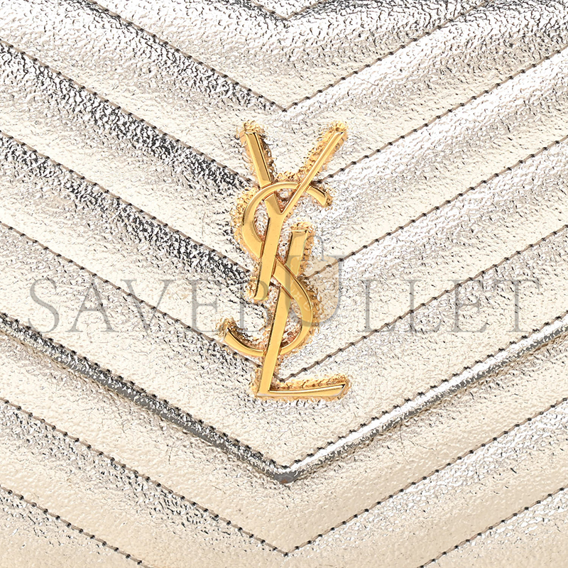 YSL CASSANDRE ENVELOPE CHAIN WALLET IN GRAIN DE POUDRE EMBOSSED LEATHER METALLIC 3939531032299 (19*12.5*3.5cm)