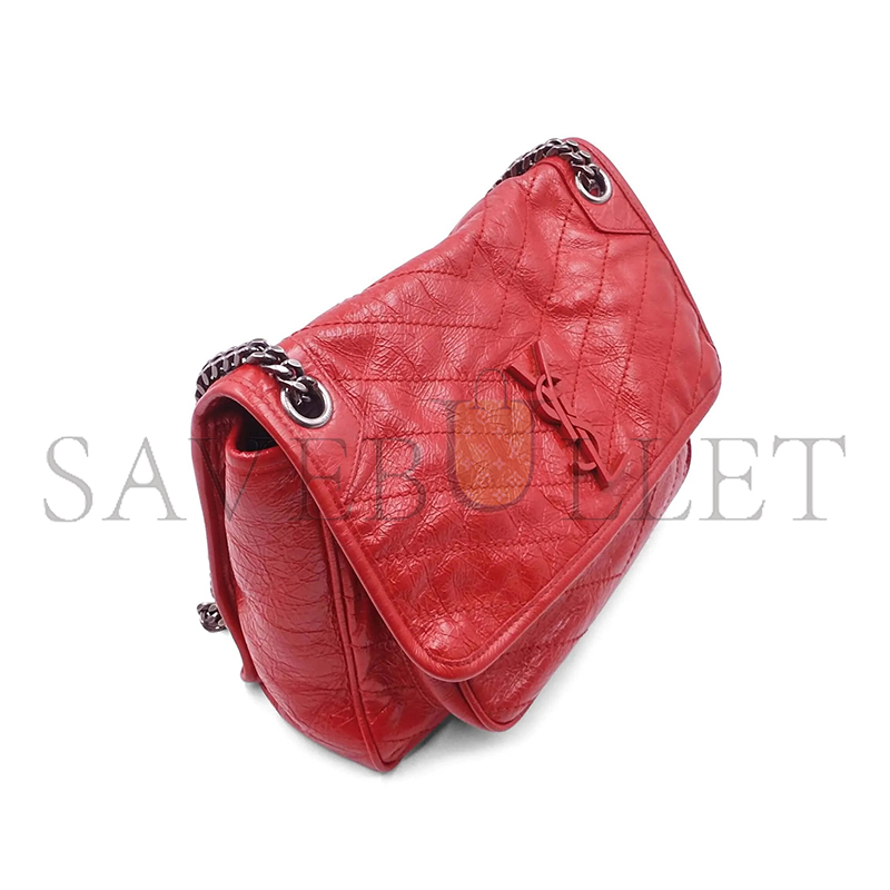 YSL NIKI MEDIUM CHAIN BAG IN CRINKLED VINTAGE LEATHER 4988940EN046805 (28*20*8.5cm)
