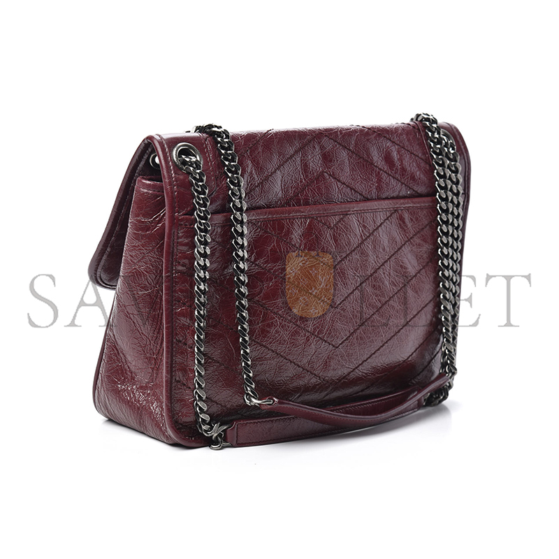 YSL NIKI MEDIUM CHAIN BAG IN CRINKLED VINTAGE LEATHER 498894710044 (28*20*8.5cm)