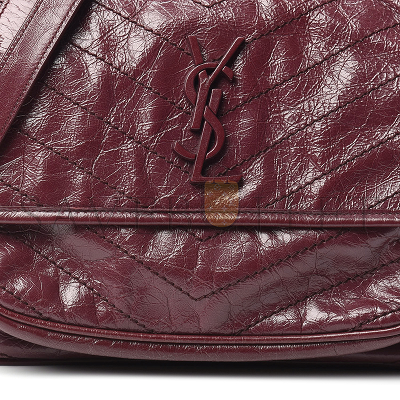 YSL NIKI MEDIUM CHAIN BAG IN CRINKLED VINTAGE LEATHER 498894710044 (28*20*8.5cm)