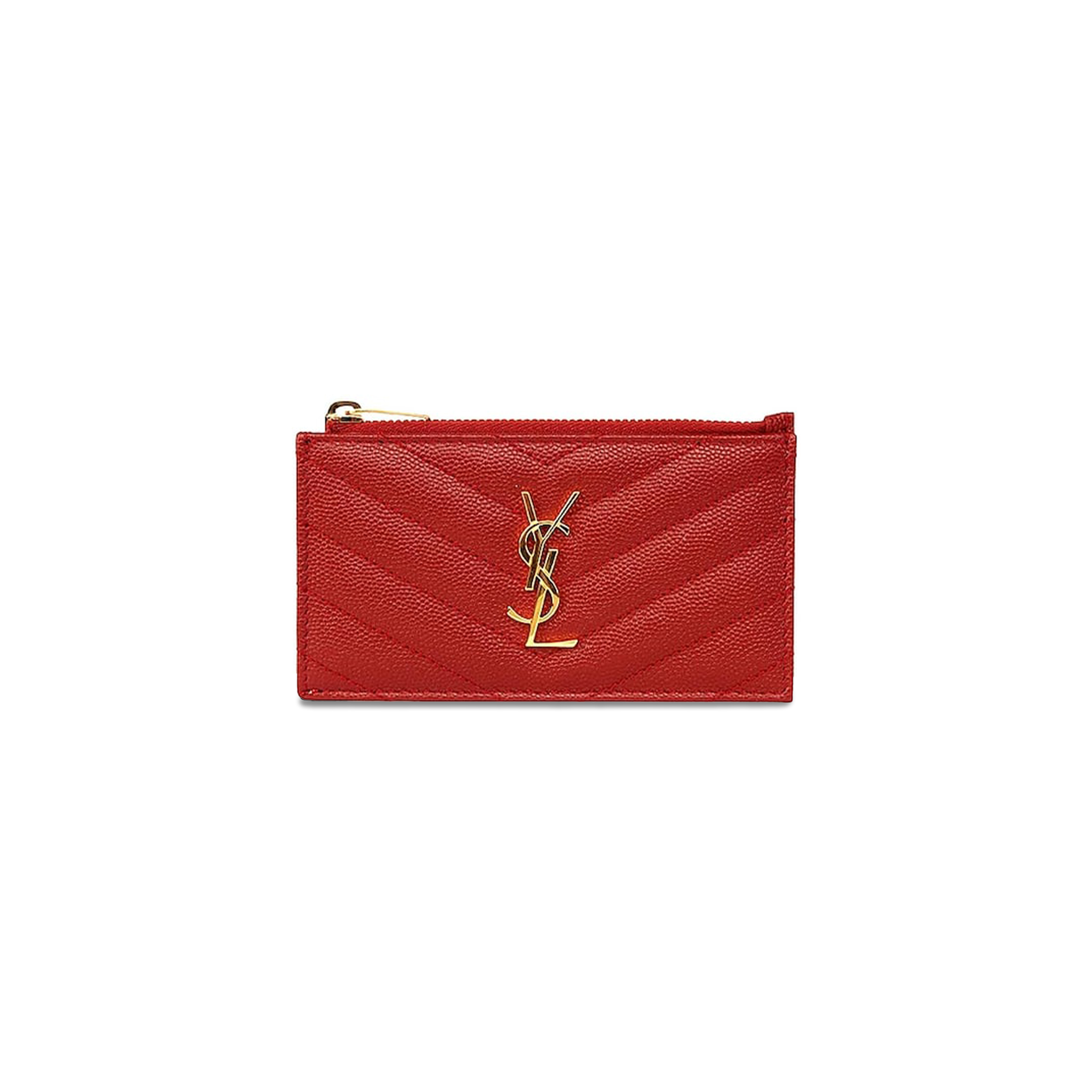 YSL CASSANDRE MATELASSÉ FRAGMENTS CARD CASE IN GRAIN DE POUDRE LEATHER 607915BOW016008 (13*8*2cm)
