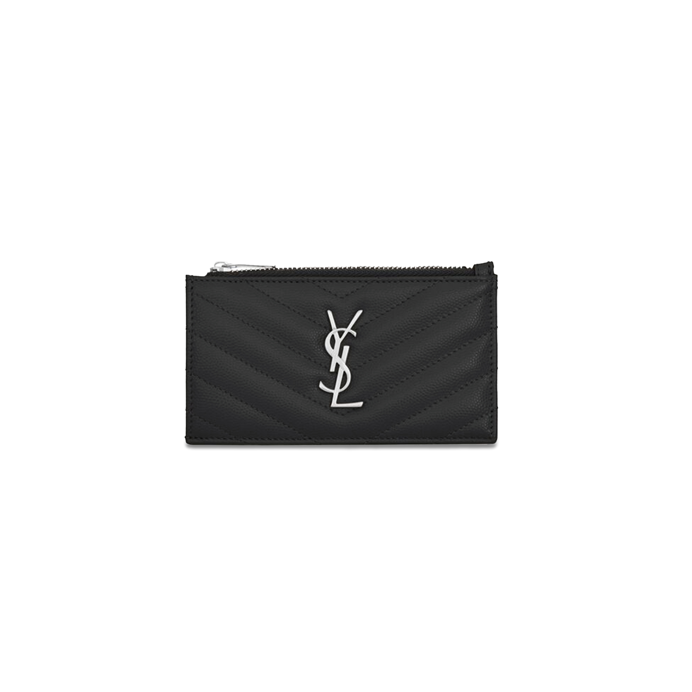 YSL CASSANDRE MATELASSÉ FRAGMENTS CARD CASE IN GRAIN DE POUDRE LEATHER 607915BOW021000 (13*8*2cm)