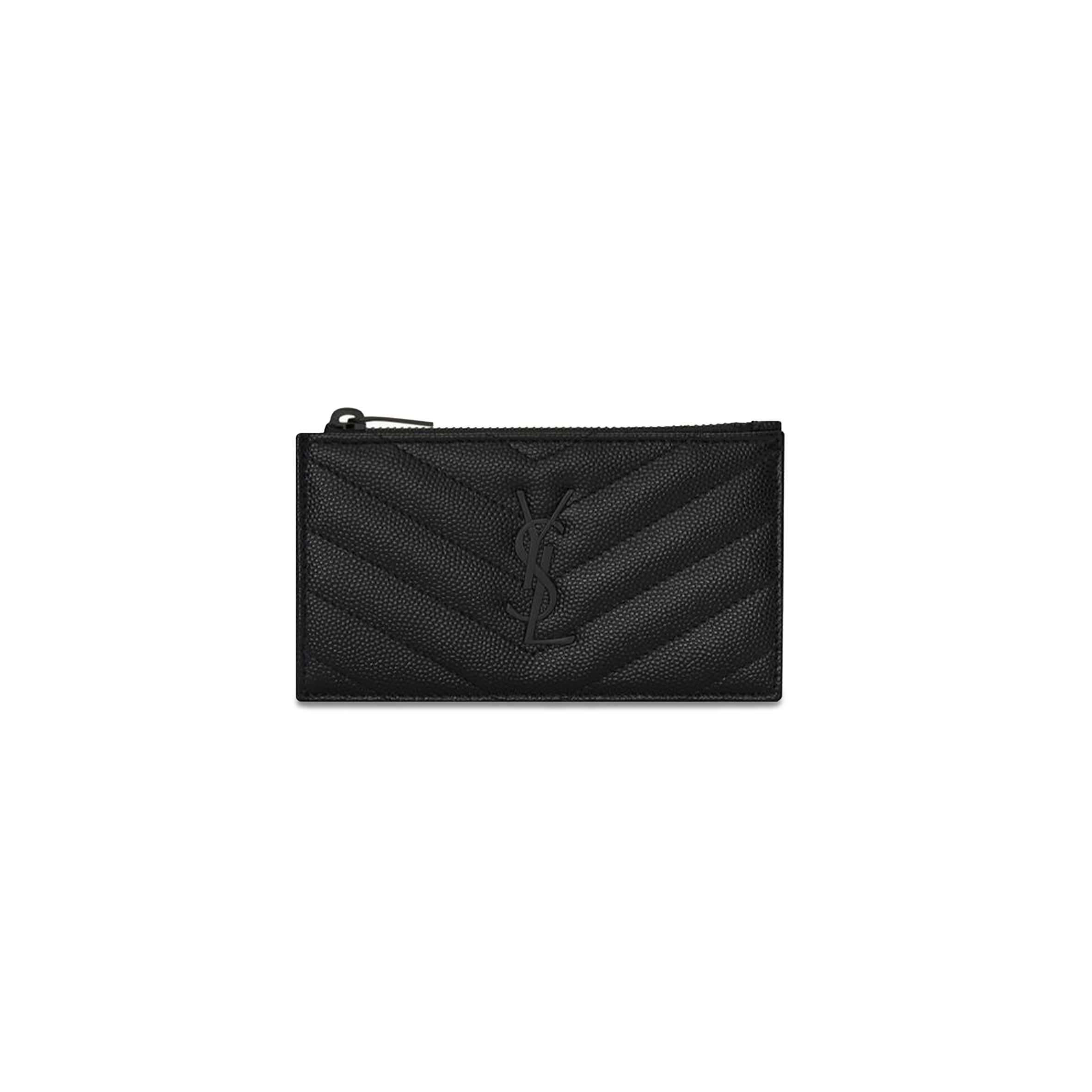 YSL CASSANDRE MATELASSÉ FRAGMENTS CARD CASE IN GRAIN DE POUDRE LEATHER 607915BOW081000 (13*8*2cm)