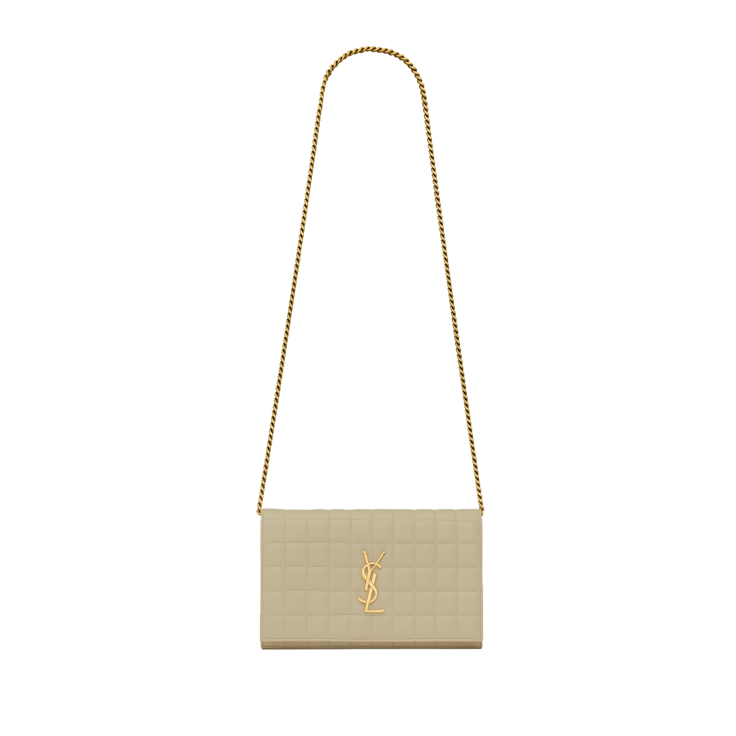 YSL CASSANDRE MATELASSÉ CARRÉ CHAIN WALLET IN LAMBSKIN 743346600487 (23x14x3cm)