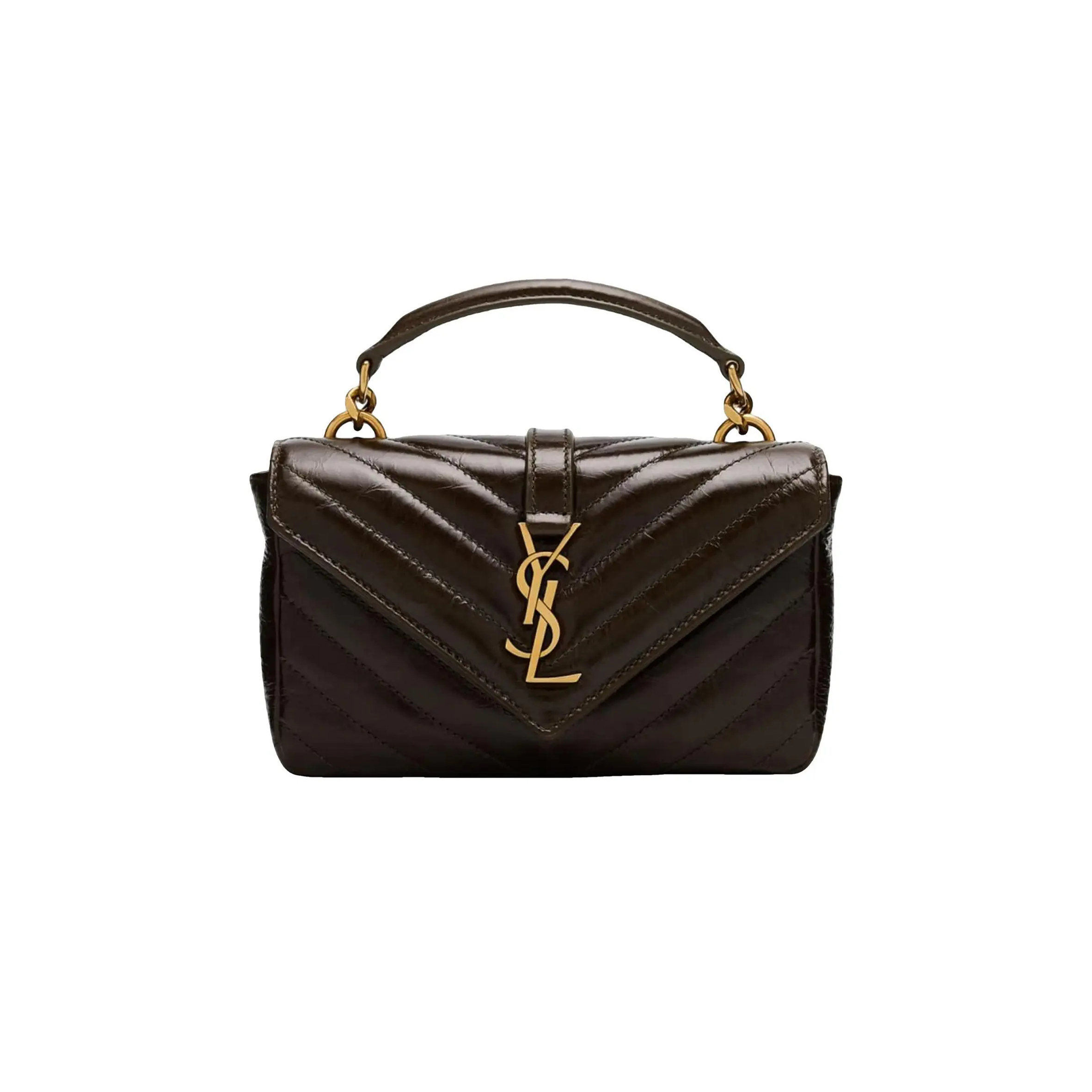 YSL COLLEGE MINI IN CRINKLED VINTAGE LEATHER 779430541085 (20*13*3cm)