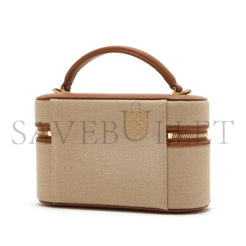 YSL GABY MINI VANITY BAG IN CANVAS AND LEATHER 834213FAC7T9856 (18*11*6.5cm)