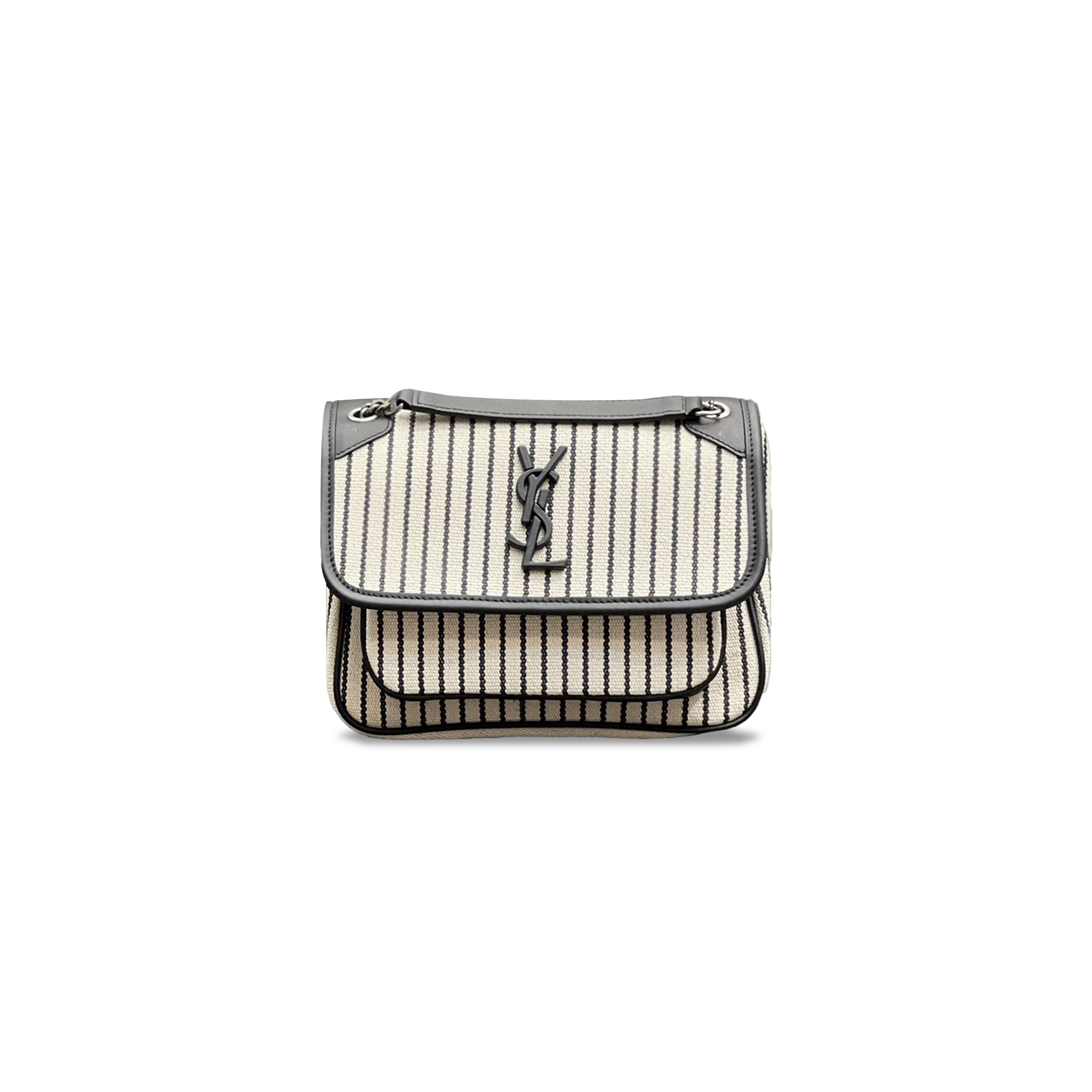 YSL NIKI BABY CHAIN BAG IN COTTON CANVAS STRIPED 6331511346366 (21*16*7.5cm)