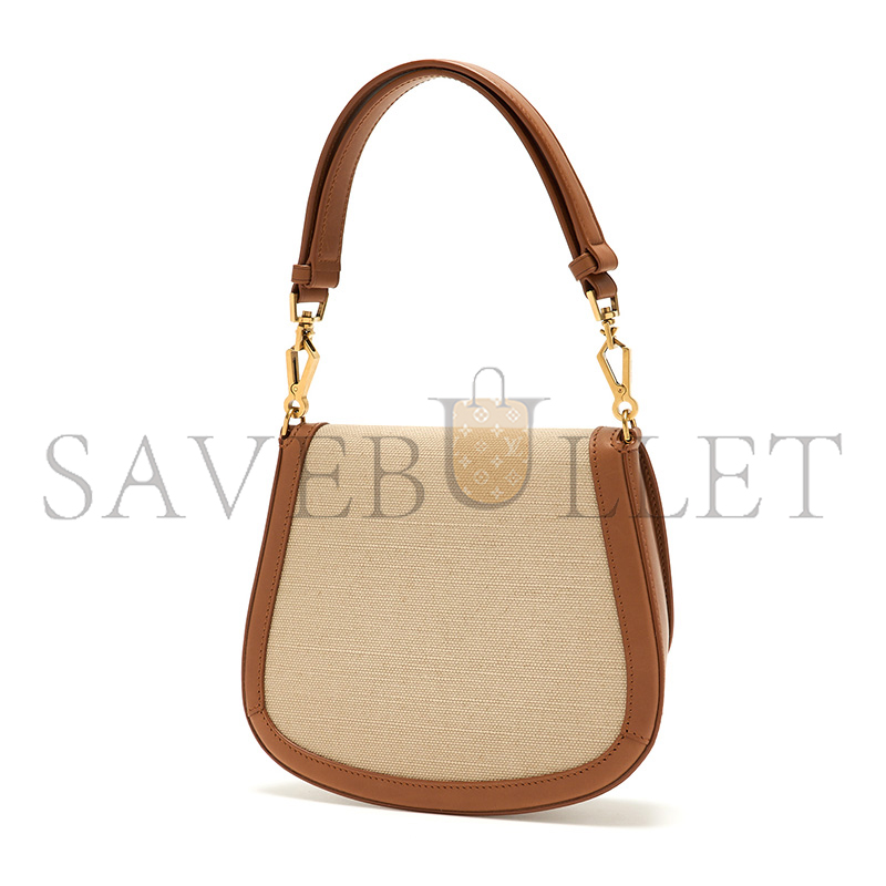 YSL VOLTAIRE TOP HANDLE IN CANVAS AND LEATHER 818896FACW69856 (17.5*21*8cm)