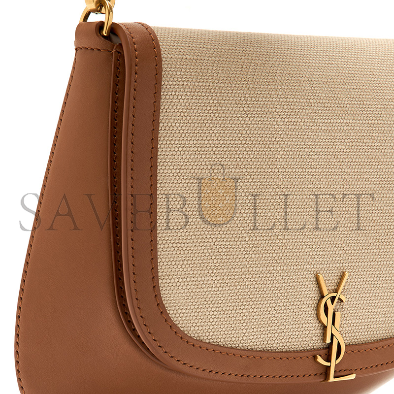 YSL VOLTAIRE TOP HANDLE IN CANVAS AND LEATHER 818896FACW69856 (17.5*21*8cm)