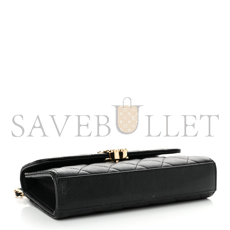 CHANEL CAVIAR QUILTED CHAIN TOP HANDLE WITH CHAIN BLACK (18*10*4cm) 