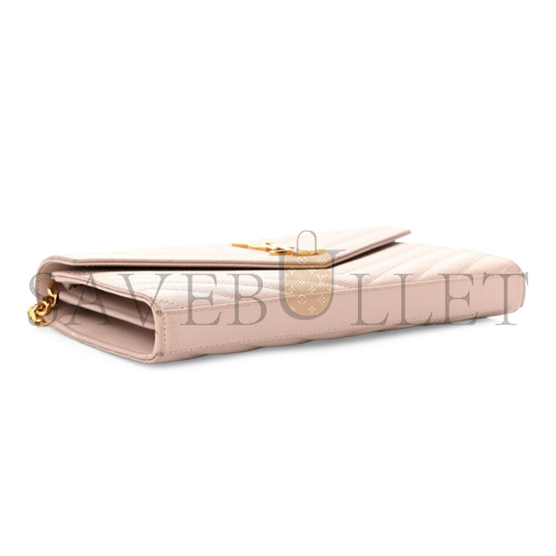 YSL CLASSIC CASSANDRE CHAIN WALLET IN GRAIN DE POUDRE LEATHER 377828BOW016920 (22.5*14*4cm)