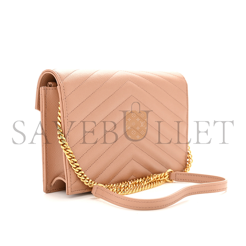 YSL CASSANDRE ENVELOPE CHAIN WALLET IN GRAIN DE POUDRE LEATHER 695108BOW019830 (19*12.5*3.5cm)