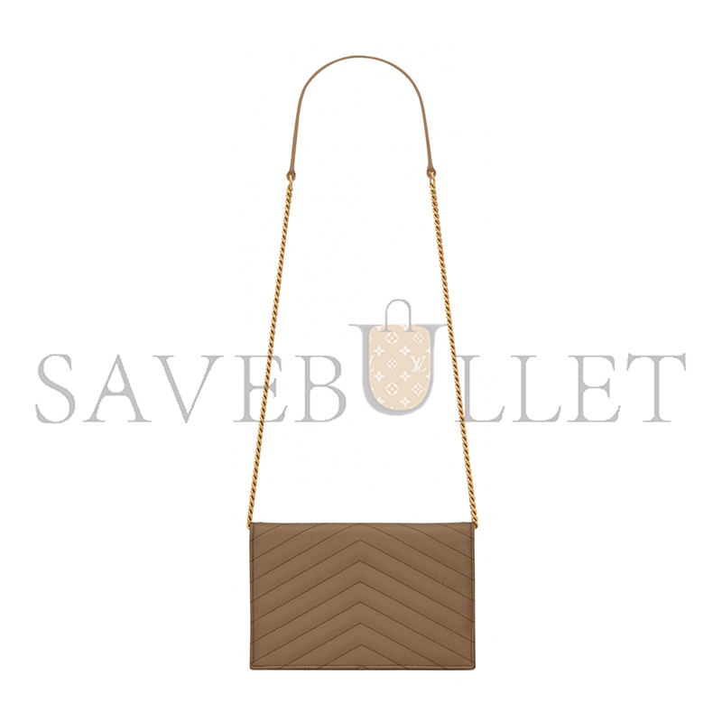 YSL CASSANDRE ENVELOPE CHAIN WALLET IN GRAIN DE POUDRE LEATHER 742920BOW012346 (19*12.5*3.5cm)