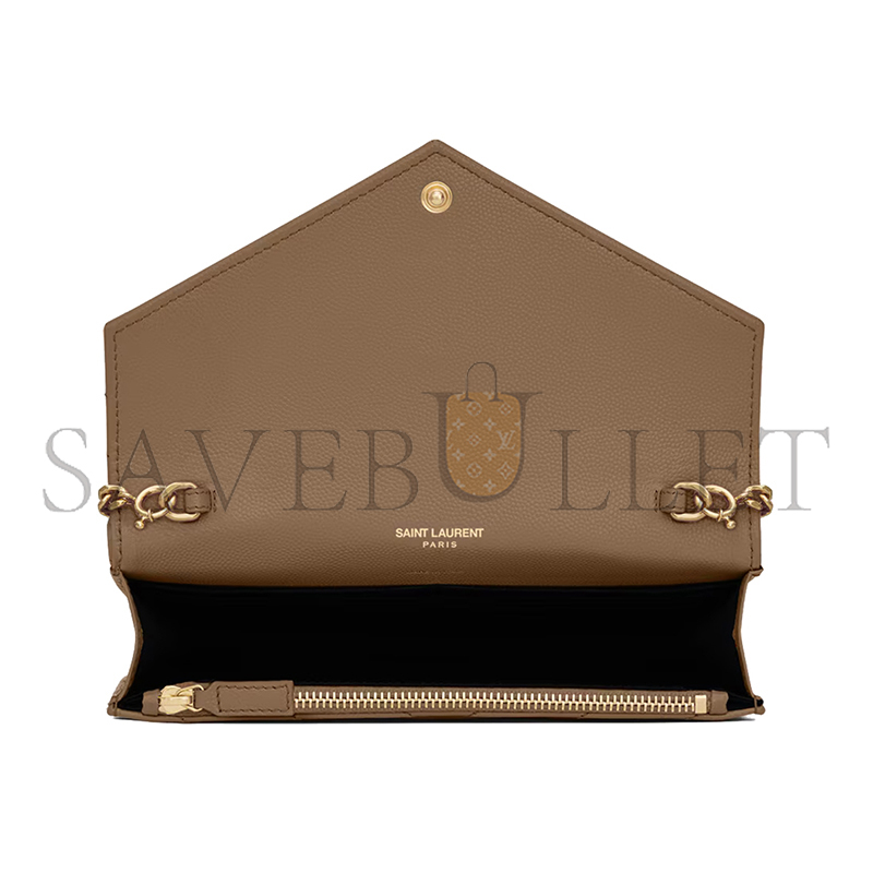 YSL CASSANDRE ENVELOPE CHAIN WALLET IN GRAIN DE POUDRE LEATHER 742920BOW012346 (19*12.5*3.5cm)