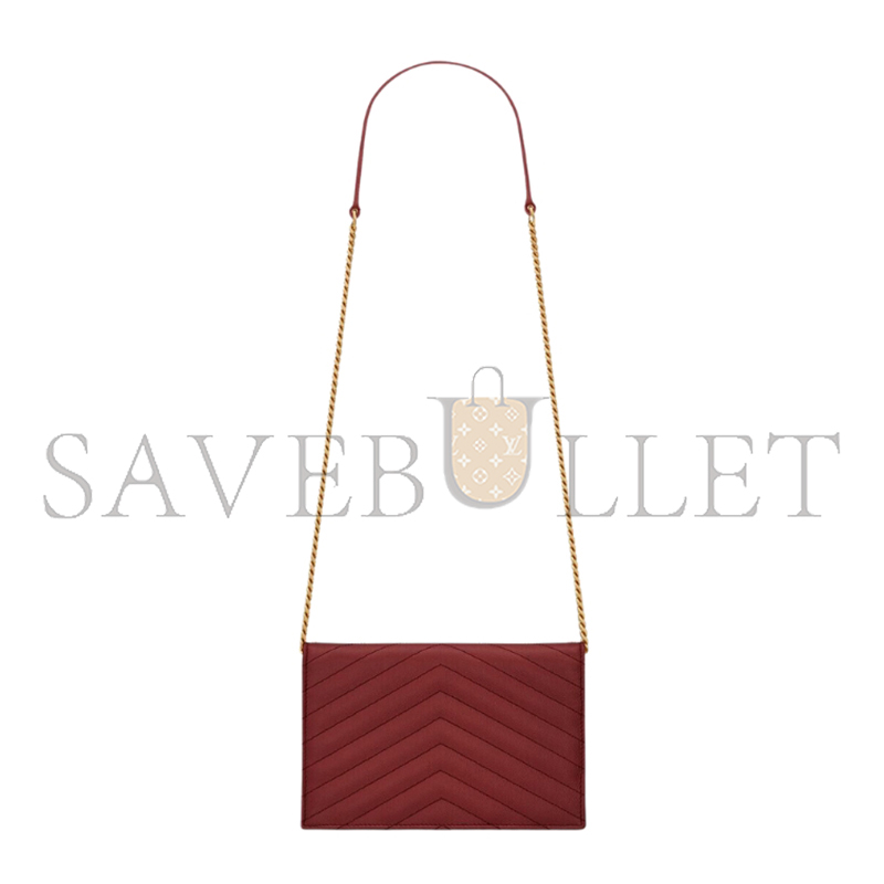 YSL CASSANDRE ENVELOPE CHAIN WALLET IN GRAIN DE POUDRE LEATHER 695108BOW016008 (19*12.5*3.5cm)