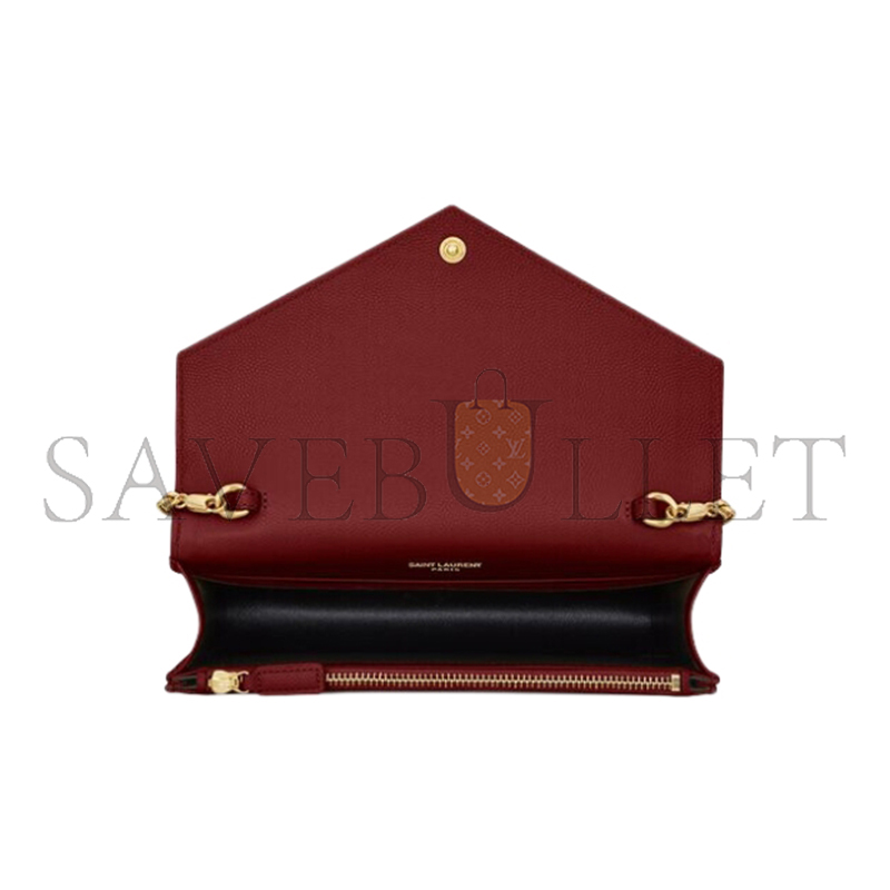 YSL CASSANDRE ENVELOPE CHAIN WALLET IN GRAIN DE POUDRE LEATHER 695108BOW016008 (19*12.5*3.5cm)