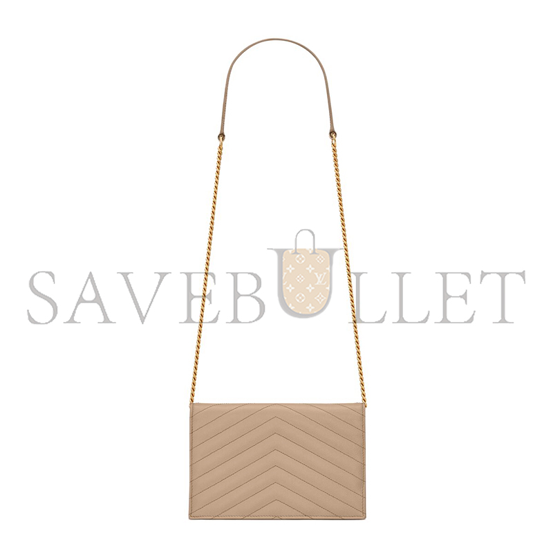 YSL CASSANDRE ENVELOPE CHAIN WALLET IN GRAIN DE POUDRE LEATHER 742920BOW012721 (19*12.5*3.5cm)