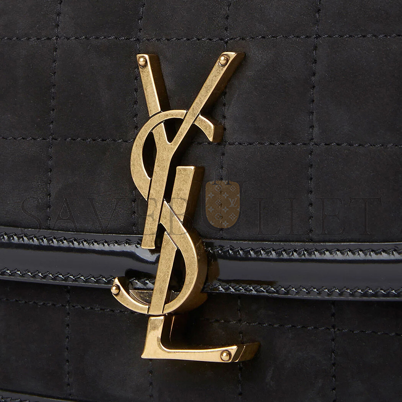YSL SOLFERINO SMALL IN QUILTED NUBUCK SUEDE AND BRUSHED LEATHER 739139AABR91000 (18.5*14*6cm)