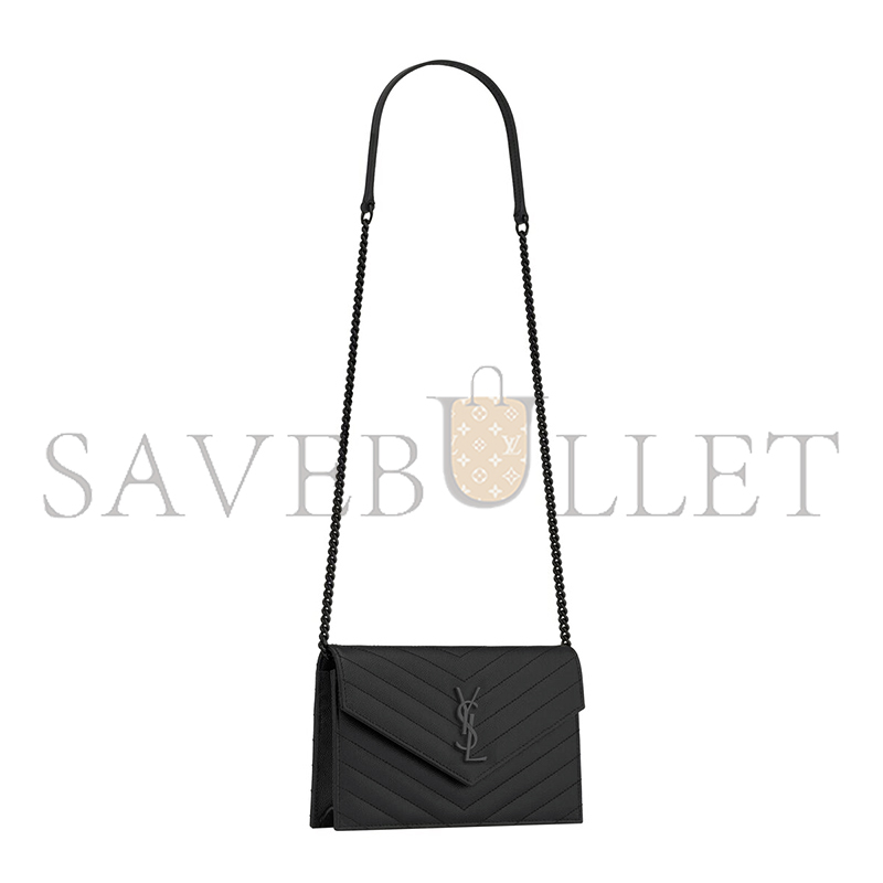 YSL CASSANDRE ENVELOPE CHAIN WALLET IN GRAIN DE POUDRE LEATHER 742920BOW081000 (19*12.5*3.5cm) YSL CASSANDRE ENVELOPE CHAIN WALLET IN GRAIN DE POUDRE LEATHER 742920BOW081000 (19*12.5*3.5cm)