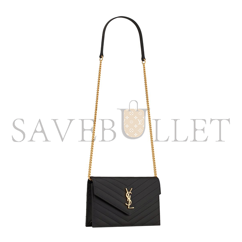 YSL CASSANDRE ENVELOPE CHAIN WALLET IN GRAIN DE POUDRE LEATHER 742920BOW011000 (19*12.5*3.5cm) YSL CASSANDRE ENVELOPE CHAIN WALLET IN GRAIN DE POUDRE LEATHER 742920BOW011000 (19*12.5*3.5cm)