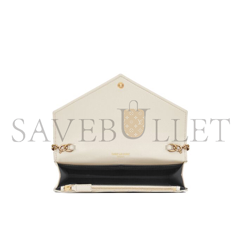 YSL CASSANDRE ENVELOPE CHAIN WALLET IN GRAIN DE POUDRE LEATHER 742920BOW019207 (19*12.5*3.5cm)