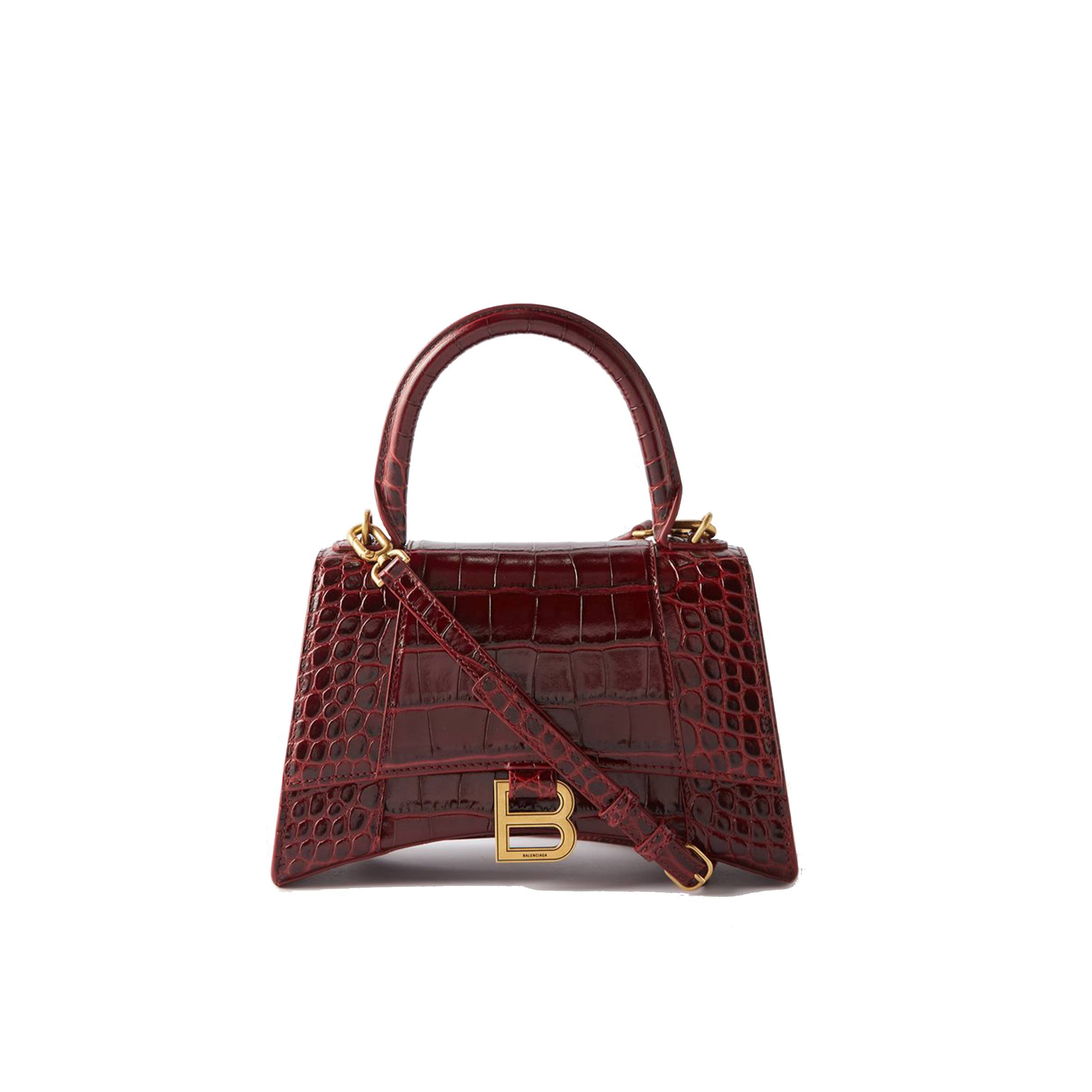 BALENCIAGA RED HOURGLASS S CROCODILE-EFFECT LEATHER BAG MATCHESFASHION US (22.5*14.5*10cm)