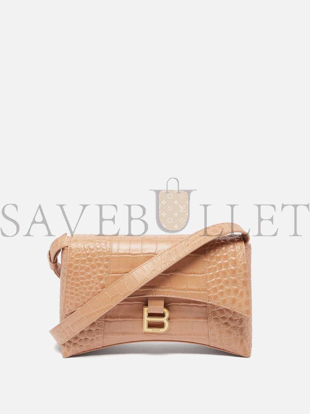 BALENCIAGA NEUTRAL DOWNTOWN XS CROCODILE-EFFECT LEATHER BAG  MATCHESFASHION US (25.9*16.5*7.1cm)