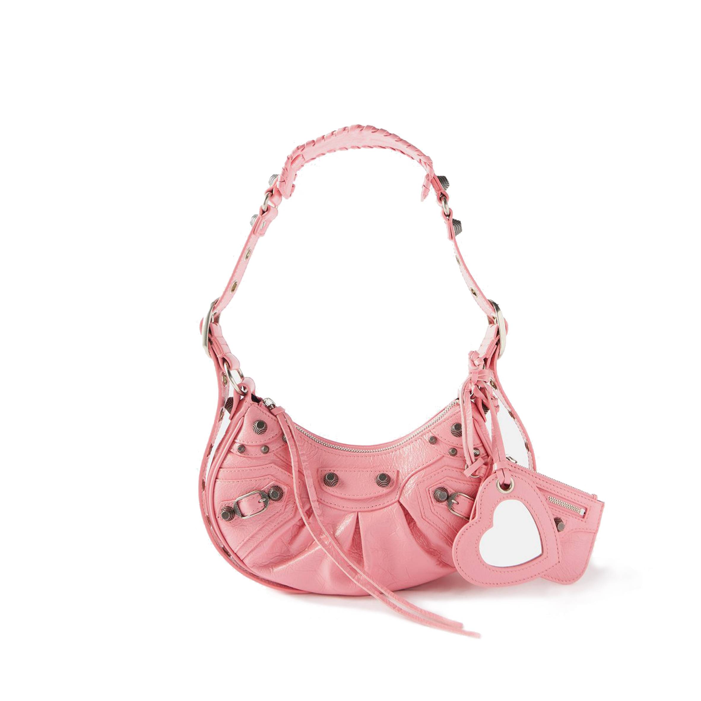 BALENCIAGA PINK LE CAGOLE XS CRINKLED-LEATHER SHOULDER BAG MATCHESFASHION US (25.6*11.4*7.3cm)