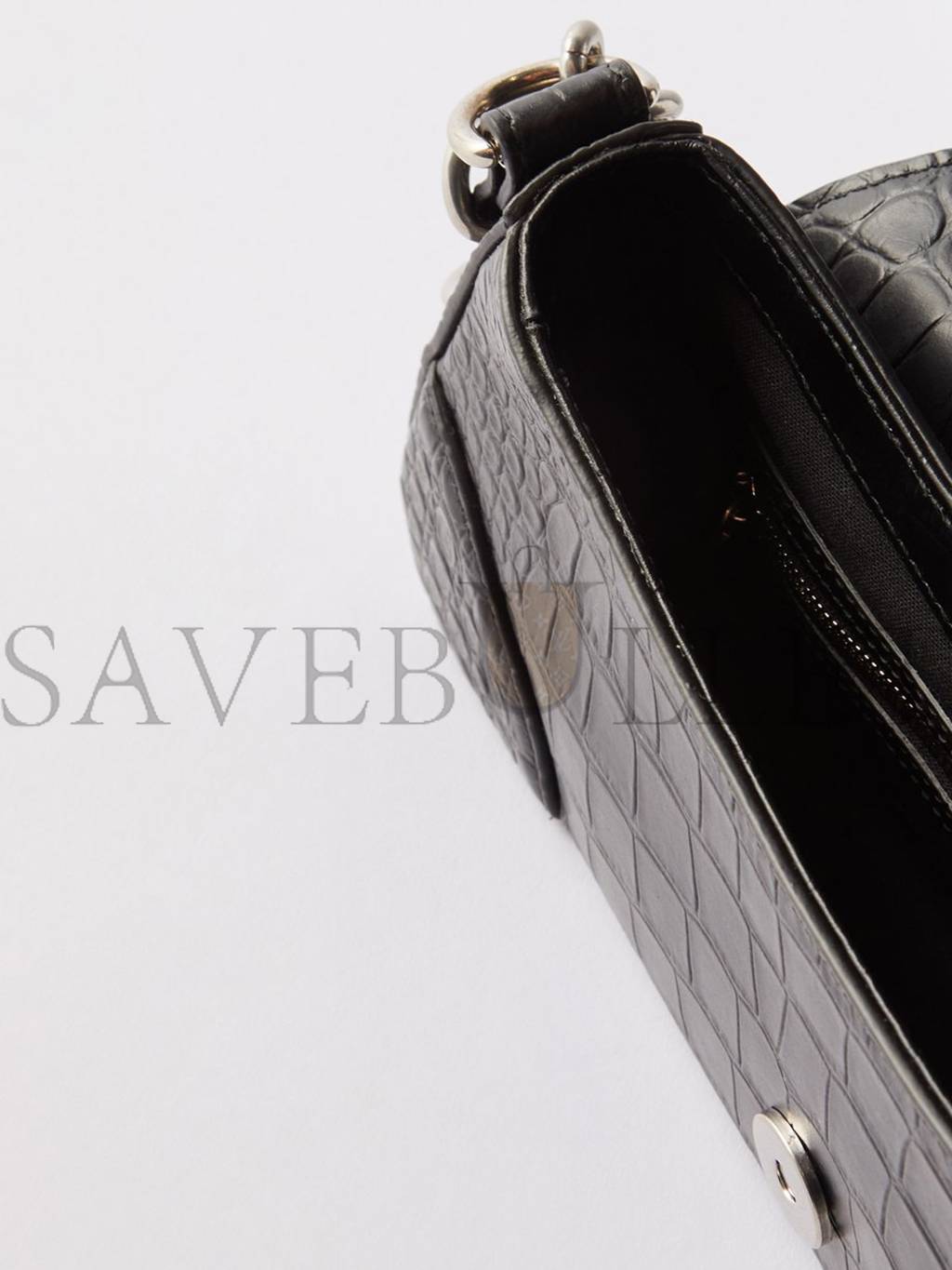 BALENCIAGA BLACK LINDSAY S CROCODILE-EFFECT LEATHER SHOULDER BAG MATCHESFASHION US (25.6*11.4*7.3cm)