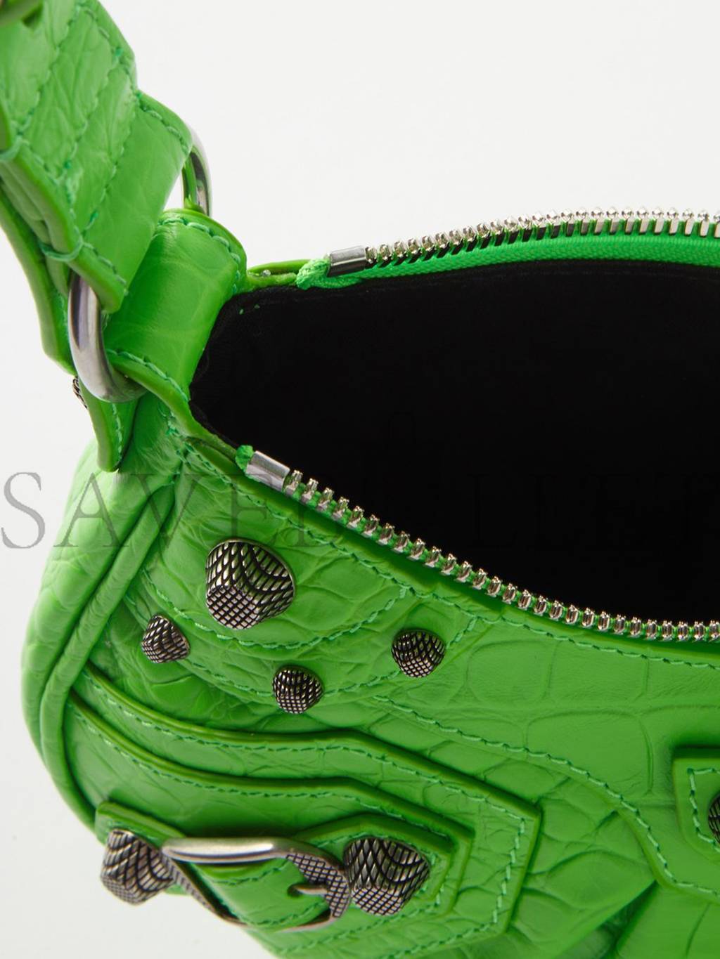 BALENCIAGA GREEN LE CAGOLE XS CROC-EFFECT LEATHER SHOULDER BAG MATCHESFASHION US (25*15.2*6cm)