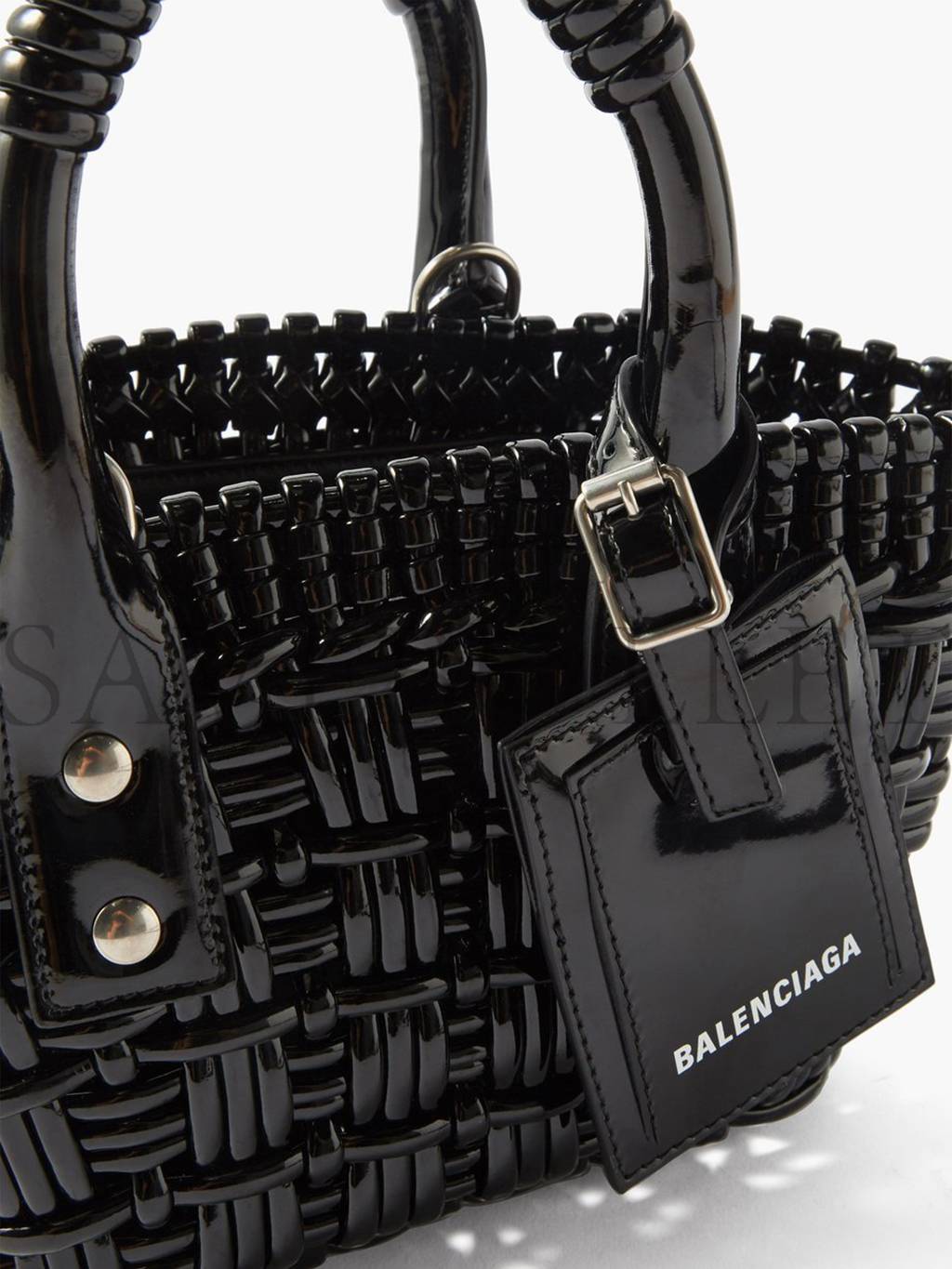 BALENCIAGA BLACK BISTRO XXS WOVEN FAUX-LEATHER BASKET BAG  MATCHESFASHION US (16*14.5*7.5cm)