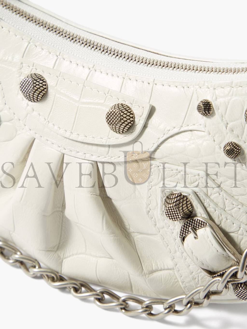 BALENCIAGA WHITE LE CAGOLE XS STUDDED LEATHER SHOULDER BAG  MATCHESFASHION US (25.6*11.4*7.3cm)