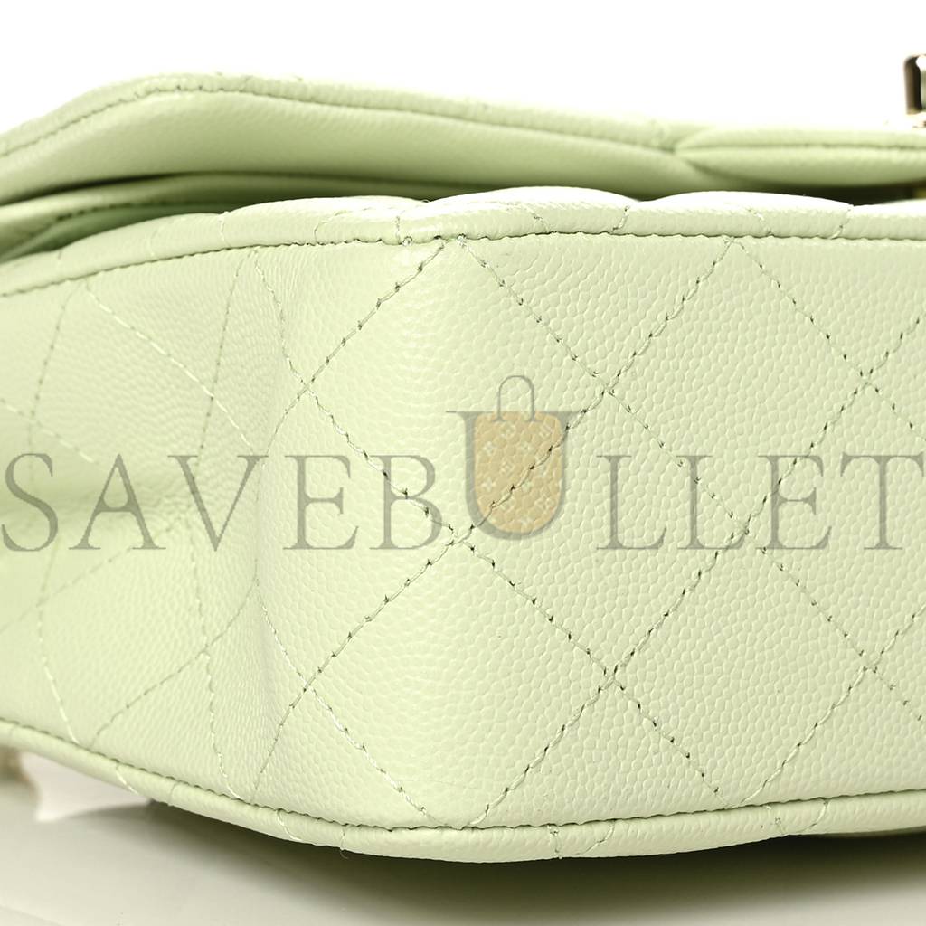 CHANEL CAVIAR QUILTED SMALL DOUBLE FLAP LIGHT GREEN ROSE GOLD HARDWARE (23*14*6cm) CHANEL CAVIAR QUILTED SMALL DOUBLE FLAP LIGHT GREEN ROSE GOLD HARDWARE (23*14*6cm)
