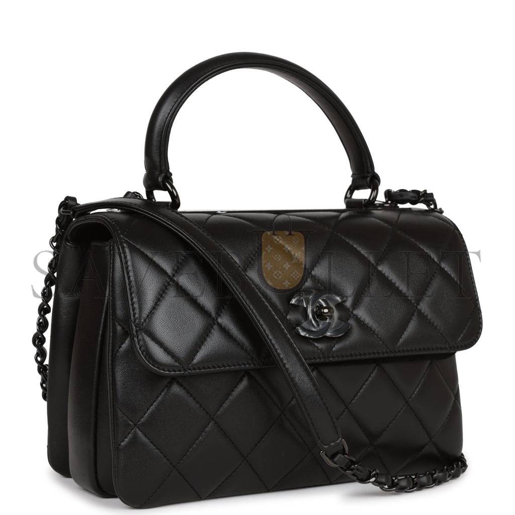 CHANEL LARGE TRENDY CC BAG SO BLACK LAMBSKIN BLACK HARDWARE (25*17*12cm)