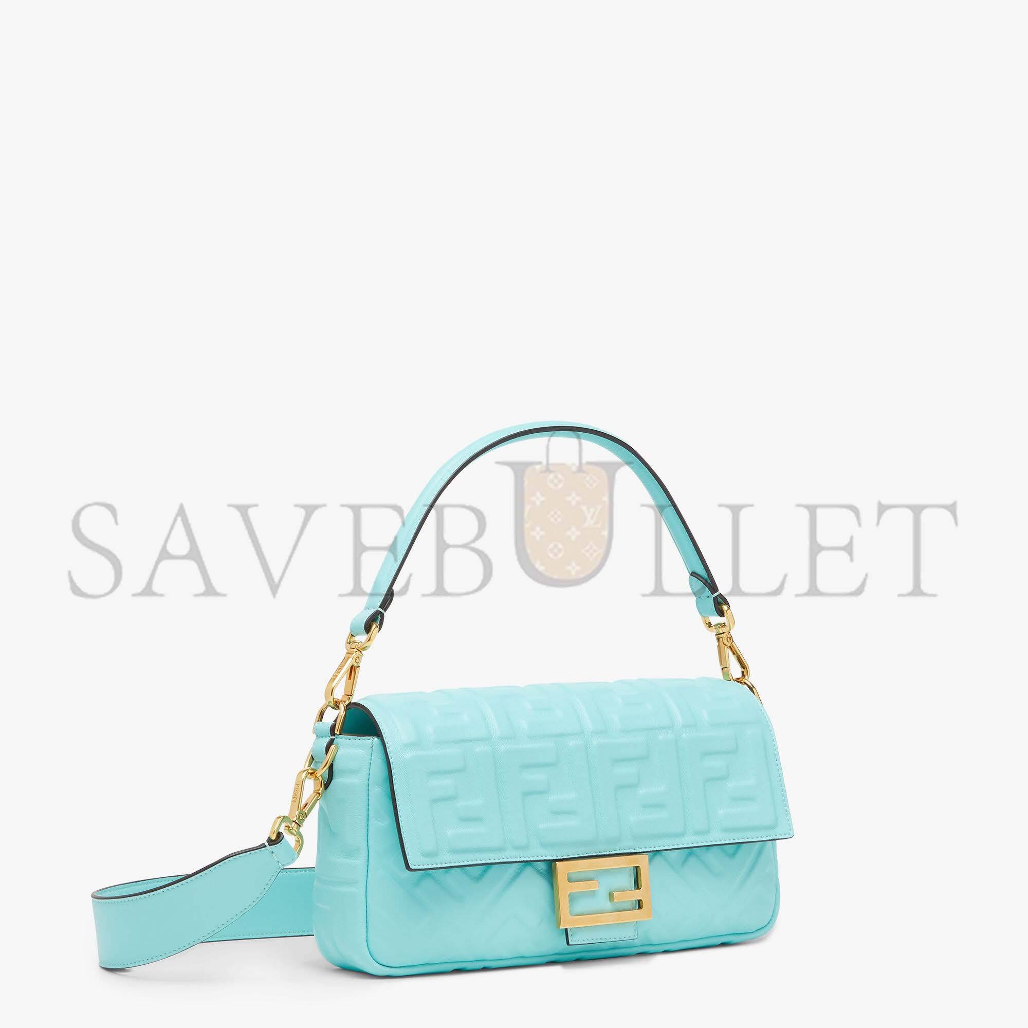 FENDI BAGUETTE - TURQUOISE NAPPA LEATHER BAG 8BR600A72VF1JTY (27*15*6cm) FENDI BAGUETTE - TURQUOISE NAPPA LEATHER BAG 8BR600A72VF1JTY (27*15*6cm)