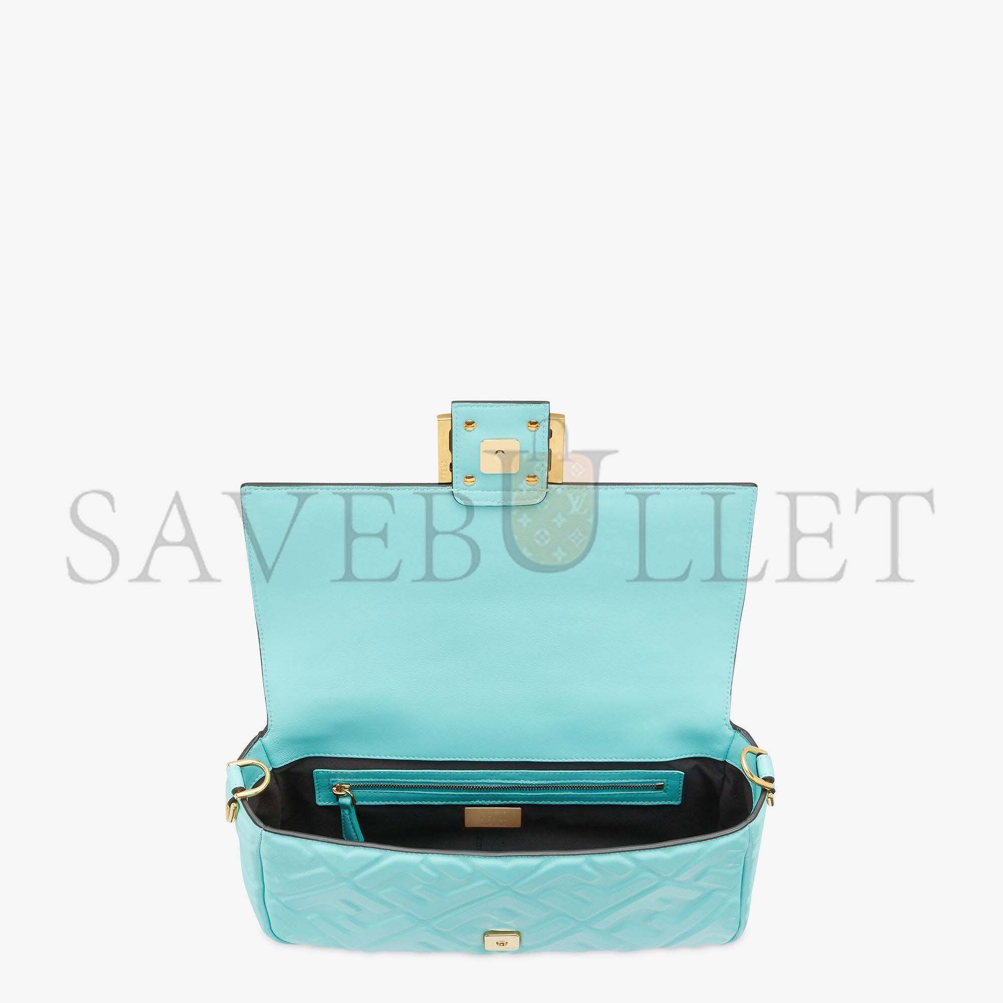 FENDI BAGUETTE - TURQUOISE NAPPA LEATHER BAG 8BR600A72VF1JTY (27*15*6cm) FENDI BAGUETTE - TURQUOISE NAPPA LEATHER BAG 8BR600A72VF1JTY (27*15*6cm)