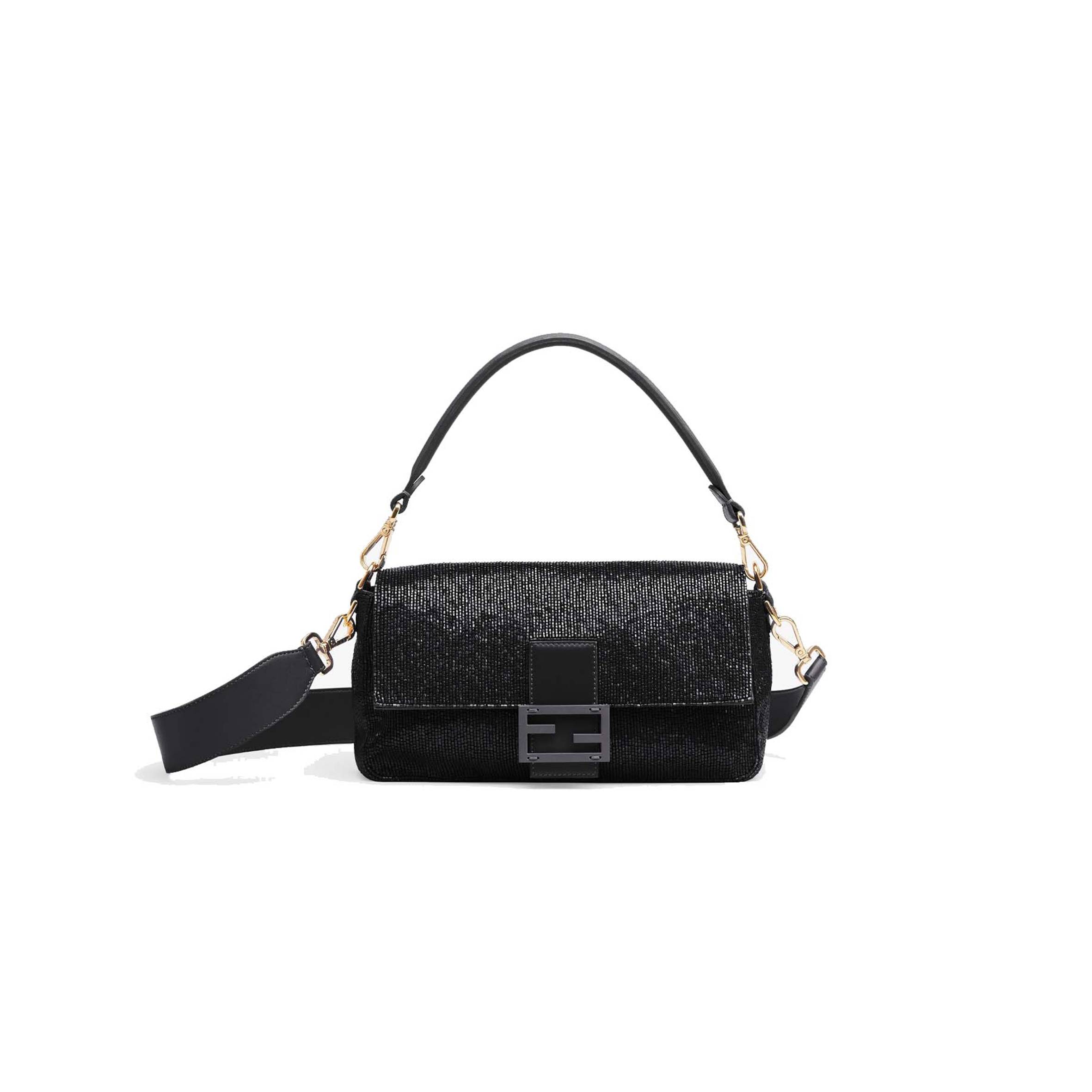 FENDI BAGUETTE - RE-EDITION BAG IN BLACK BEADS 8BR600AM2LF0KUR (27*15*6cm)