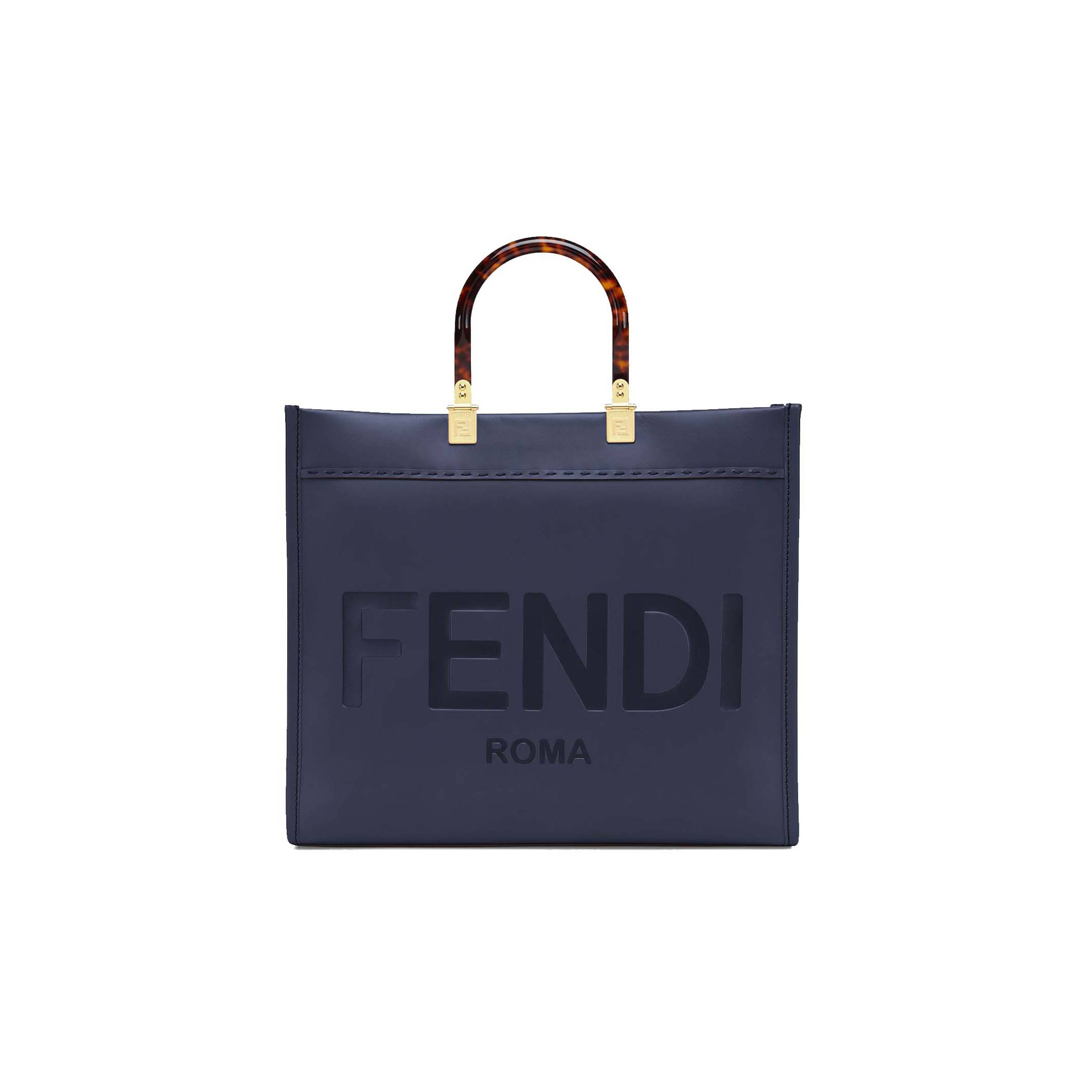 FENDI SUNSHINE MEDIUM - DARK BLUE LEATHER SHOPPER 8BH386ABVLF1998 (35*31*17cm)