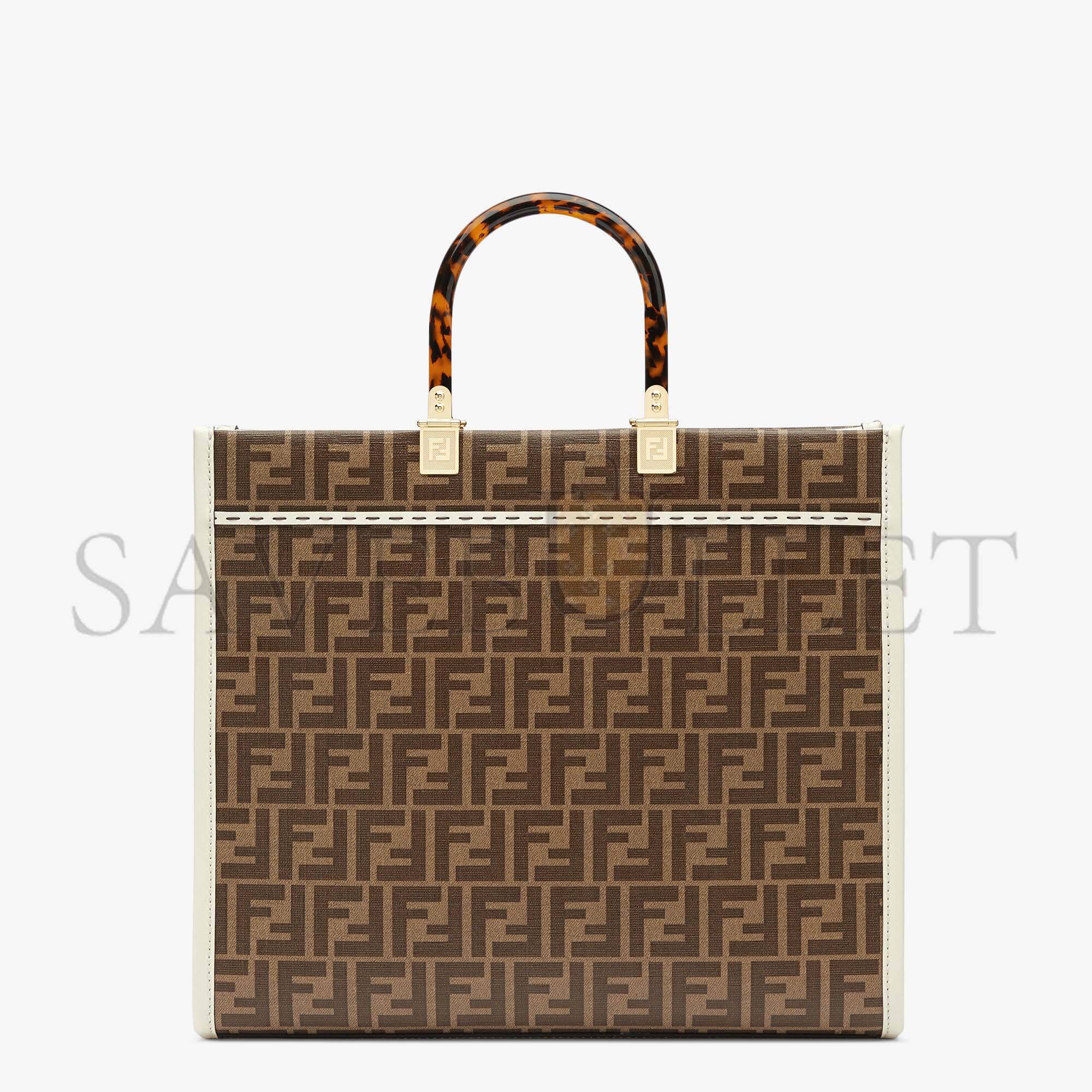 FENDI SUNSHINE MEDIUM - FF GLAZED FABRIC SHOPPER WITH INLAY 8BH386AJHJF1HB5 (35*31*17cm)