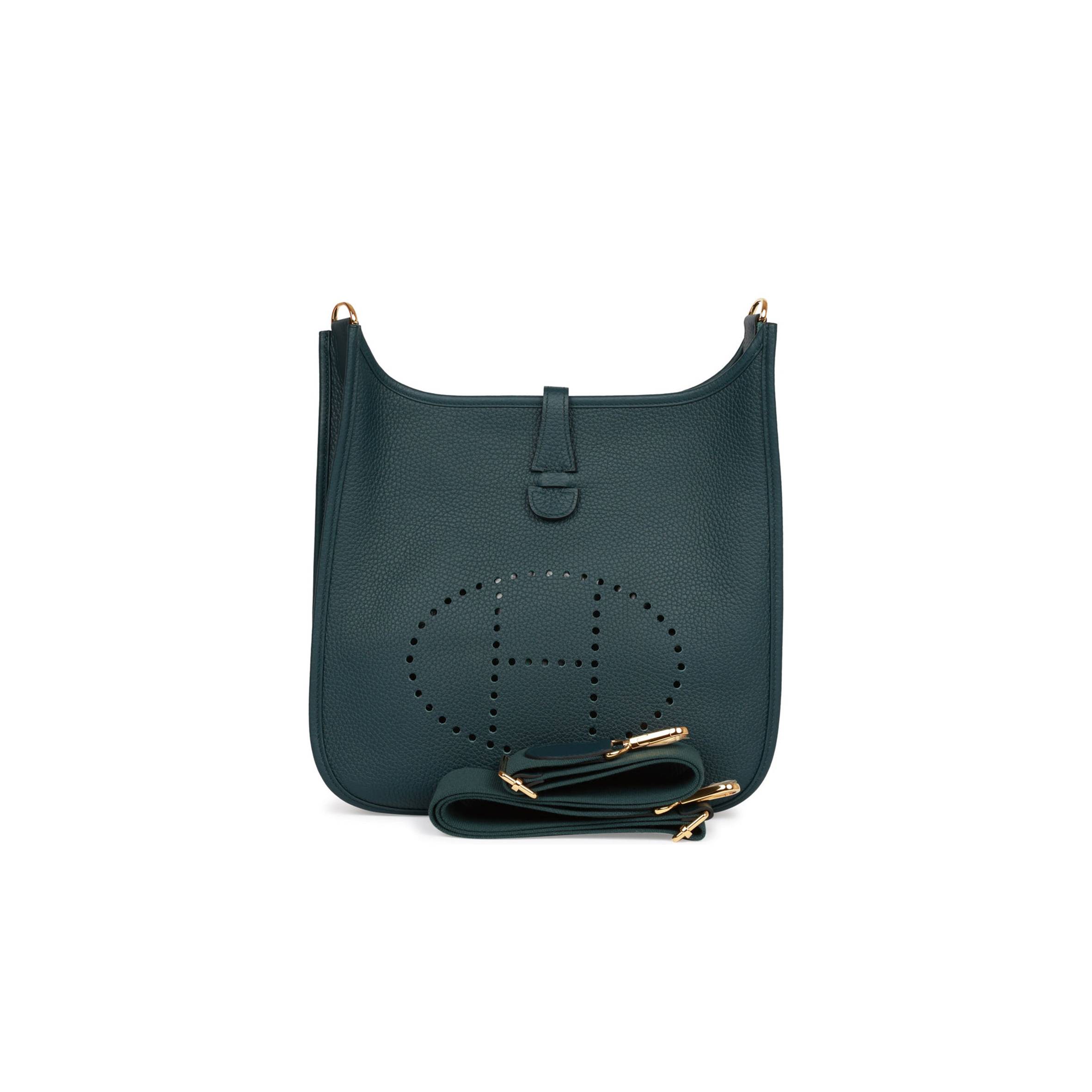 HERMES EVELYNE III PM VERT CYPRESS CLEMENCE GOLD HARDWARE (29*30*7cm) HERMES EVELYNE III PM VERT CYPRESS CLEMENCE GOLD HARDWARE (29*30*7cm)
