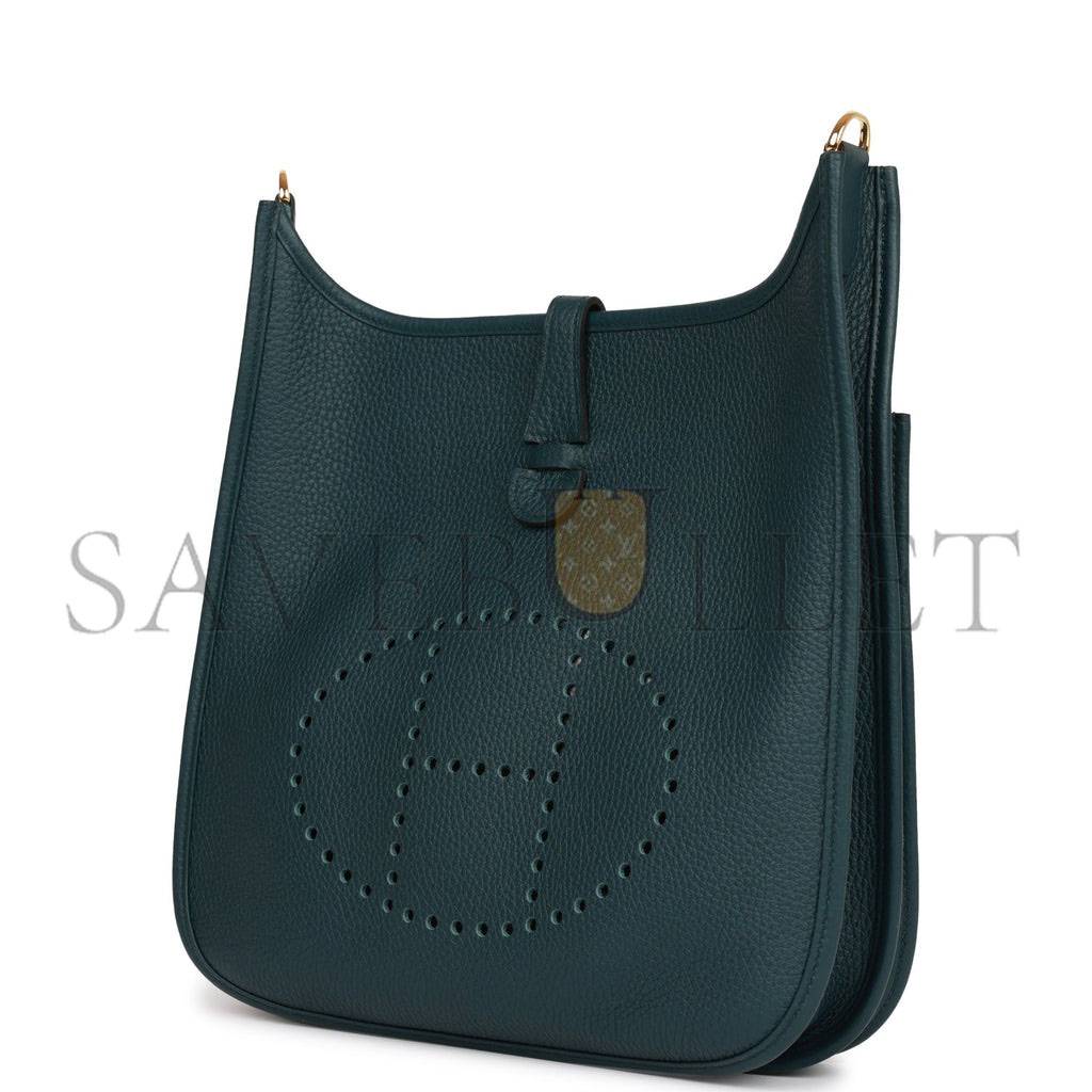HERMES EVELYNE III PM VERT CYPRESS CLEMENCE GOLD HARDWARE (29*30*7cm) HERMES EVELYNE III PM VERT CYPRESS CLEMENCE GOLD HARDWARE (29*30*7cm)