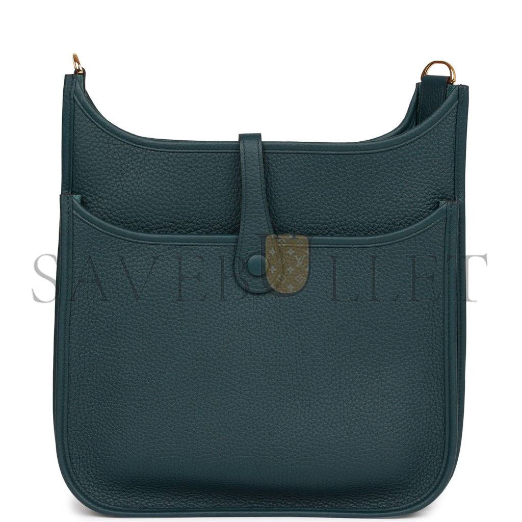 HERMES EVELYNE III PM VERT CYPRESS CLEMENCE GOLD HARDWARE (29*30*7cm) HERMES EVELYNE III PM VERT CYPRESS CLEMENCE GOLD HARDWARE (29*30*7cm)