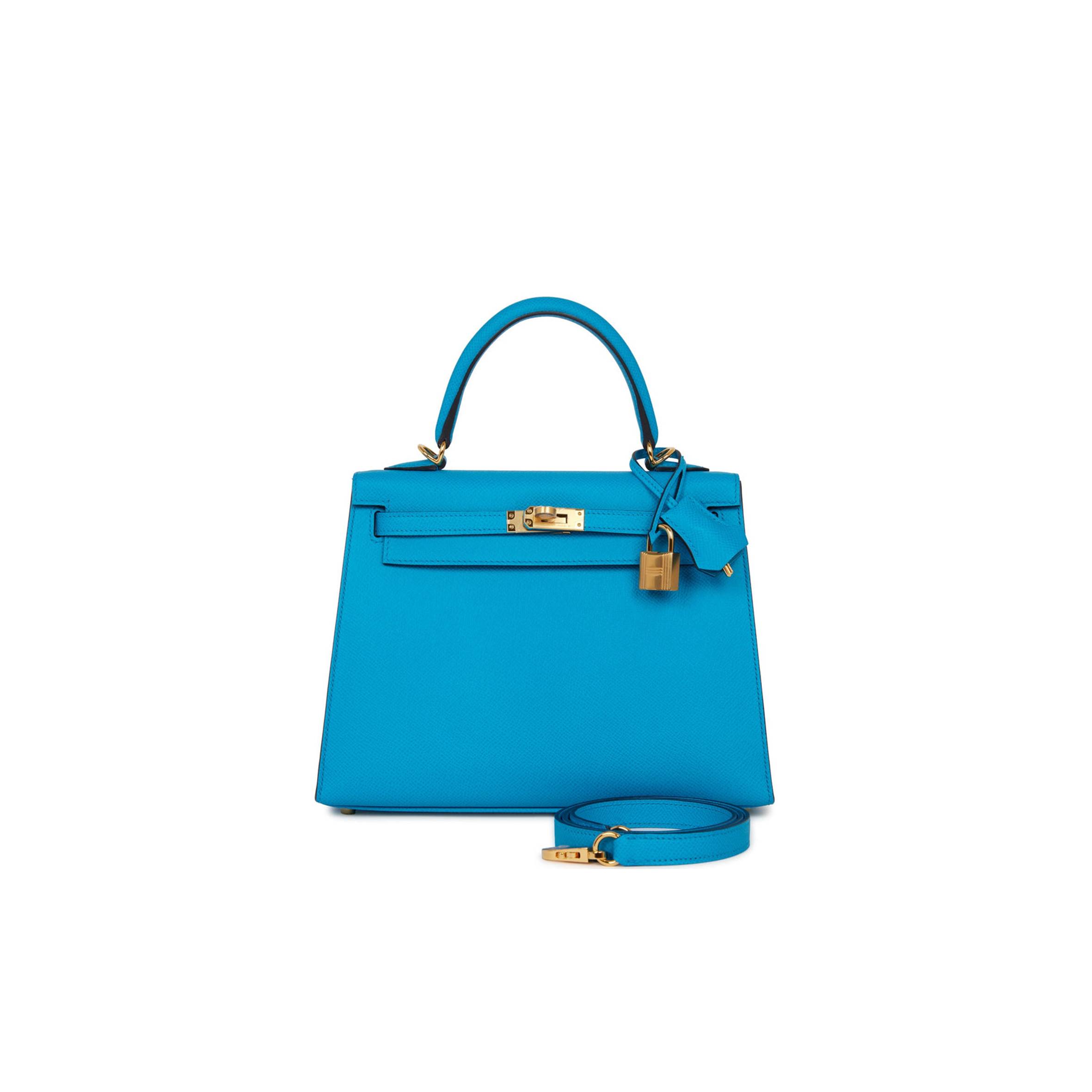 HERMES KELLY SELLIER 25 BLEU FRIDA EPSOM GOLD HARDWARE (25*17*7cm) HERMES KELLY SELLIER 25 BLEU FRIDA EPSOM GOLD HARDWARE (25*17*7cm)