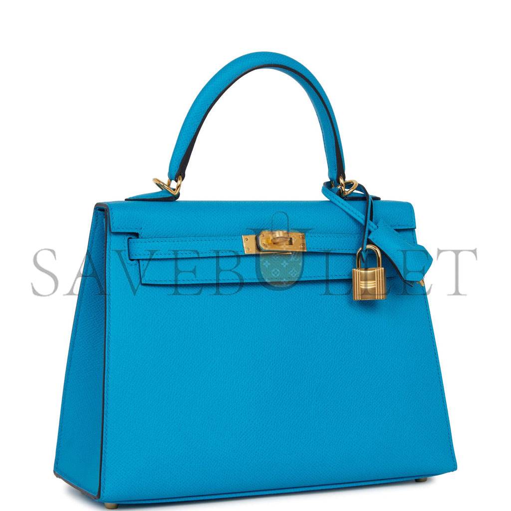 HERMES KELLY SELLIER 25 BLEU FRIDA EPSOM GOLD HARDWARE (25*17*7cm) HERMES KELLY SELLIER 25 BLEU FRIDA EPSOM GOLD HARDWARE (25*17*7cm)