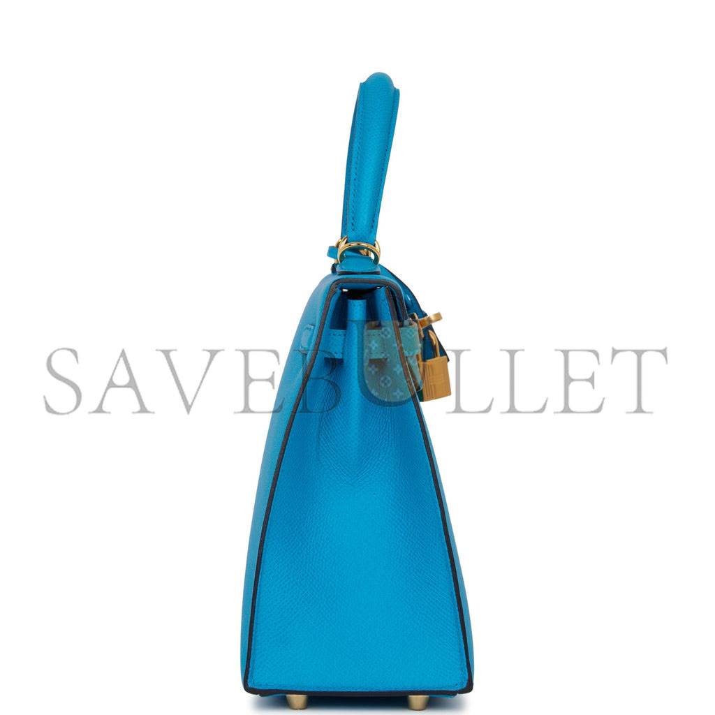 HERMES KELLY SELLIER 25 BLEU FRIDA EPSOM GOLD HARDWARE (25*17*7cm) HERMES KELLY SELLIER 25 BLEU FRIDA EPSOM GOLD HARDWARE (25*17*7cm)
