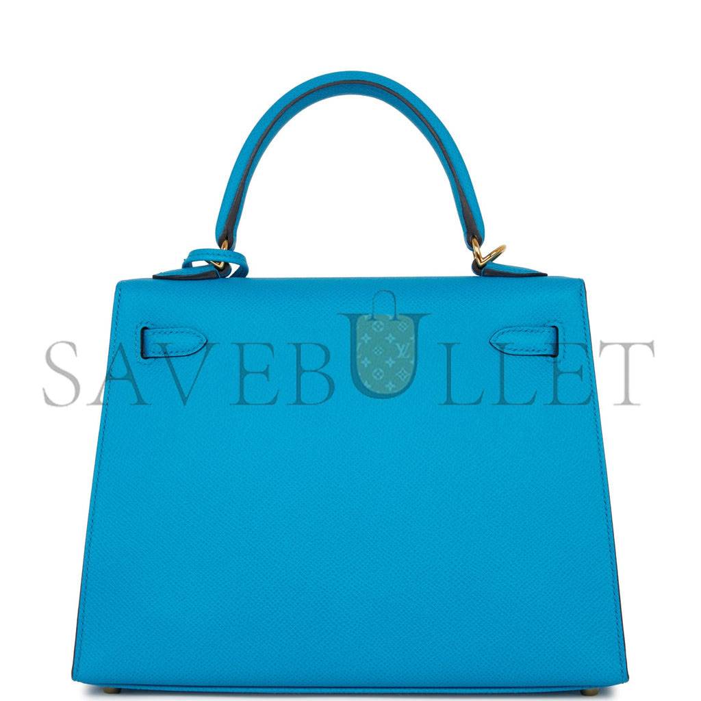 HERMES KELLY SELLIER 25 BLEU FRIDA EPSOM GOLD HARDWARE (25*17*7cm) HERMES KELLY SELLIER 25 BLEU FRIDA EPSOM GOLD HARDWARE (25*17*7cm)