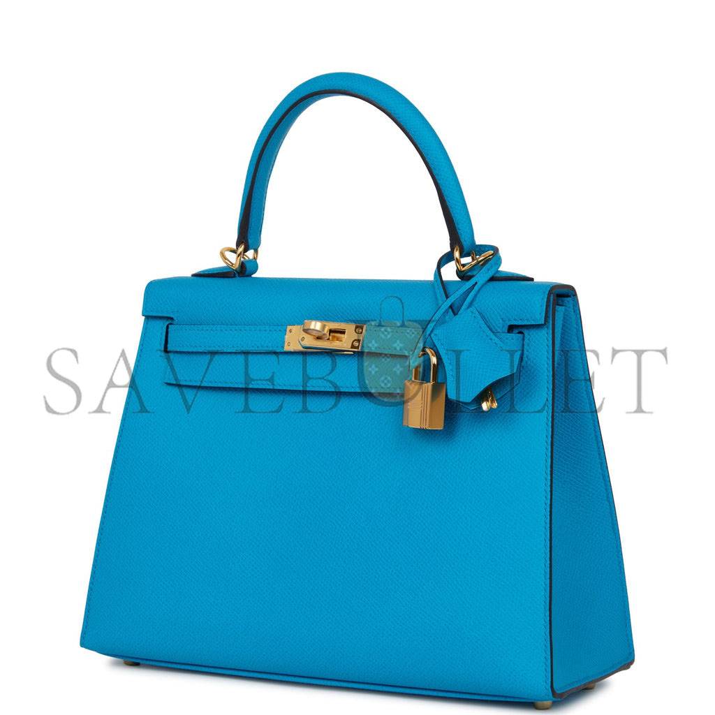 HERMES KELLY SELLIER 25 BLEU FRIDA EPSOM GOLD HARDWARE (25*17*7cm) HERMES KELLY SELLIER 25 BLEU FRIDA EPSOM GOLD HARDWARE (25*17*7cm)